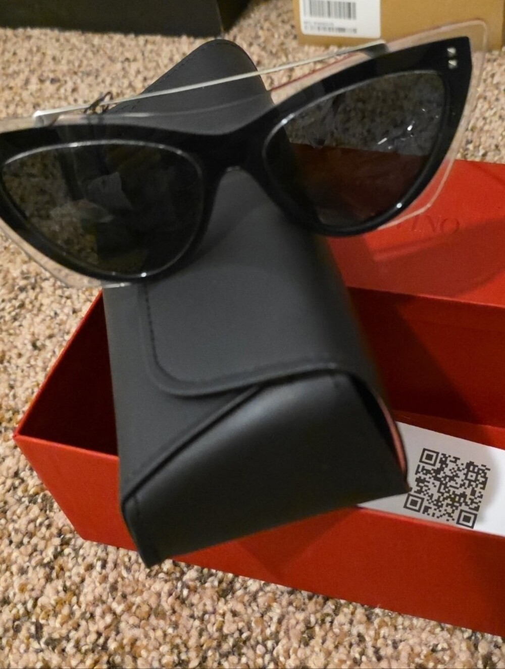 Valentino VA4041 sunglasses featuring a black and clear cat-eye BNIB